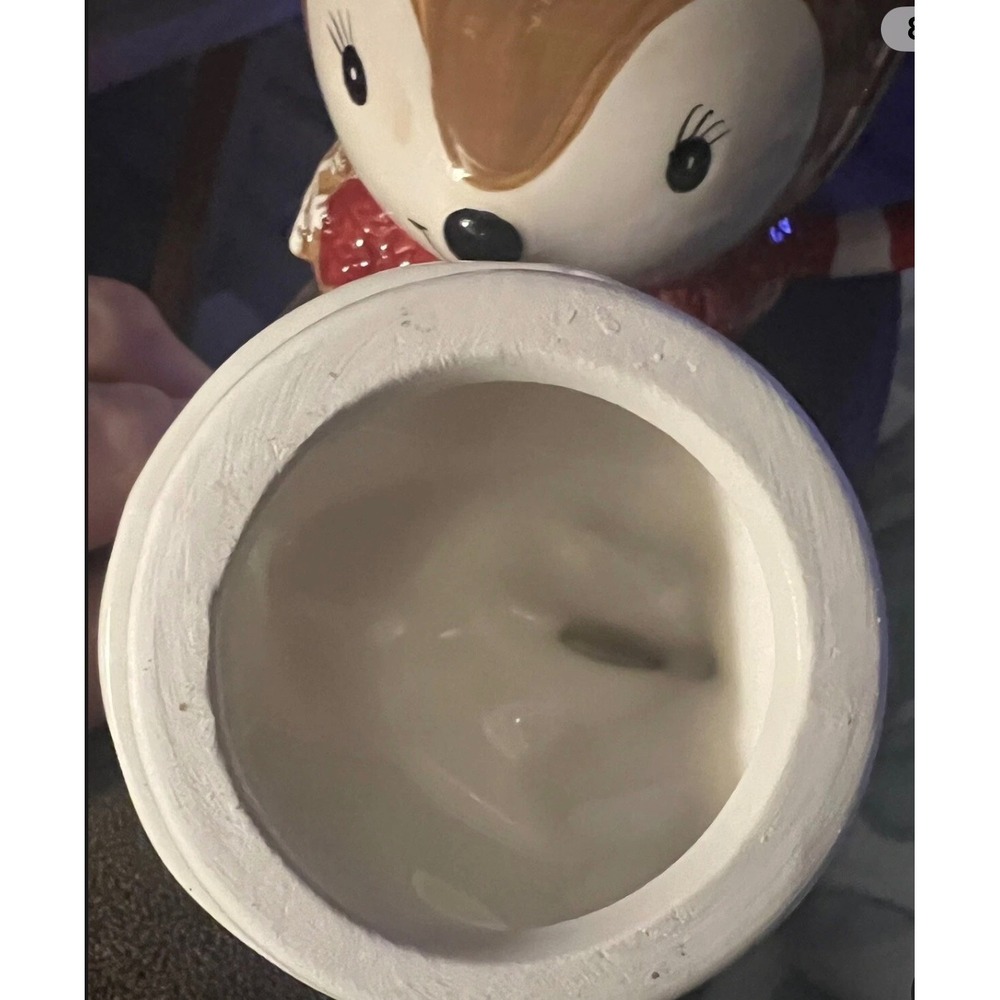 Holiday Reindeer Ceramic Mug with Whipped Cream Lid Candy Cane Handle Christmas - Picture 8 of 11
